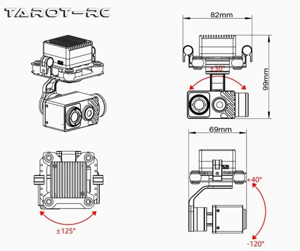 Tarot 3-Axis Gimbal/640 Thermal/Visible Light/Dual-Sensor Gimbal/Net Output Tl3t31 - Image 7